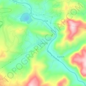 Mapa topográfico Sikalang, altitude, relevo
