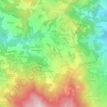 Mapa topográfico Piamaggio, altitude, relevo