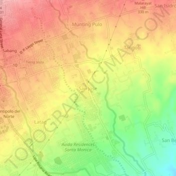 Mapa topográfico San Jose, altitude, relevo