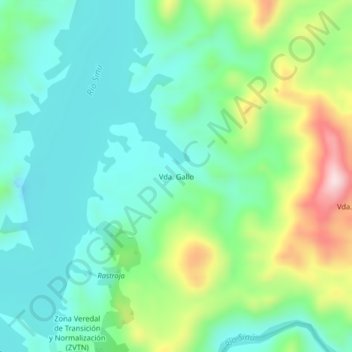 Mapa topográfico Vda. Gallo, altitude, relevo