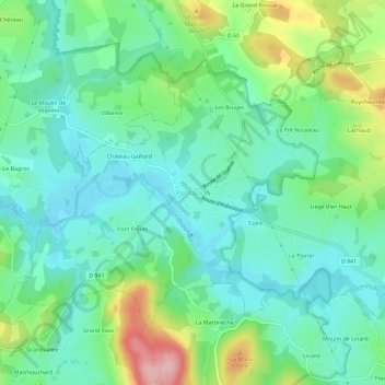 Mapa topográfico Pontarion, altitude, relevo