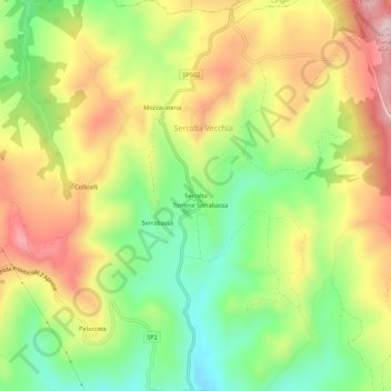 Mapa topográfico Serralta, altitude, relevo