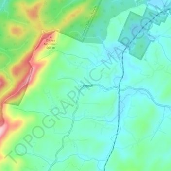 Mapa topográfico Turtletown, altitude, relevo