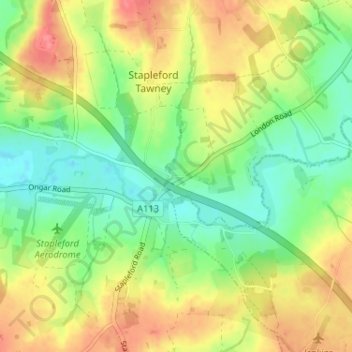 Mapa topográfico Passingford Bridge, altitude, relevo