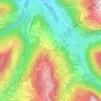 Mapa topográfico La Mouille, altitude, relevo