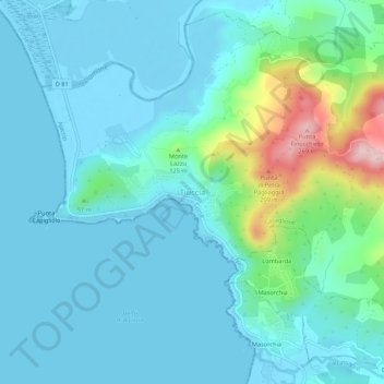 Mapa topográfico Tiuccia, altitude, relevo