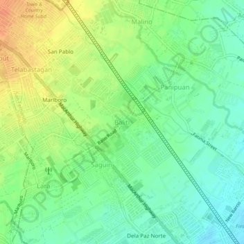 Mapa topográfico Baliti, altitude, relevo