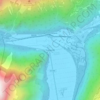 Mapa topográfico Rochetaillée, altitude, relevo