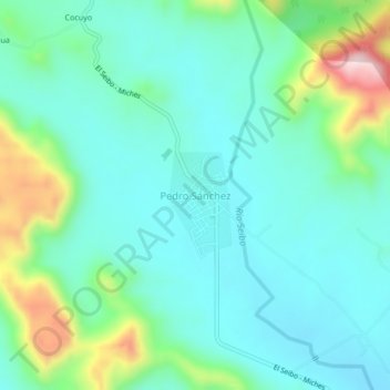 Mapa topográfico Pedro Sánchez, altitude, relevo