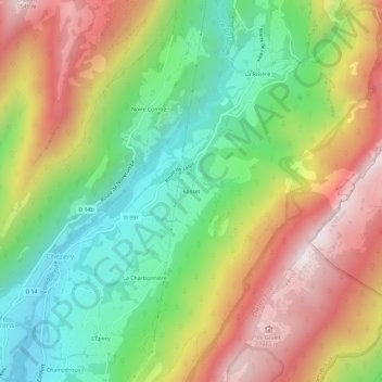 Mapa topográfico Rosset, altitude, relevo