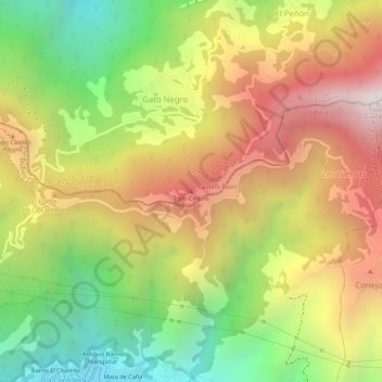 Mapa topográfico Topo Castillo Blanco, altitude, relevo