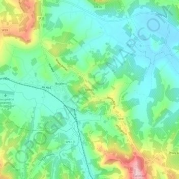Mapa topográfico Bionzo, altitude, relevo