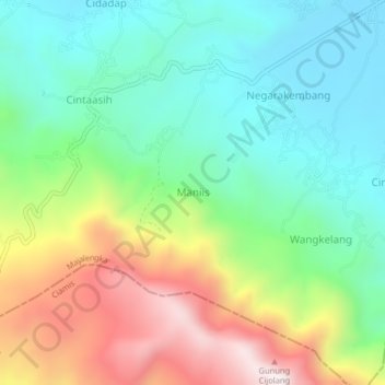 Mapa topográfico Maniis, altitude, relevo