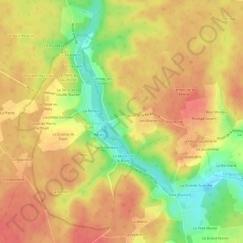 Mapa topográfico L'Aunay Briquart, altitude, relevo