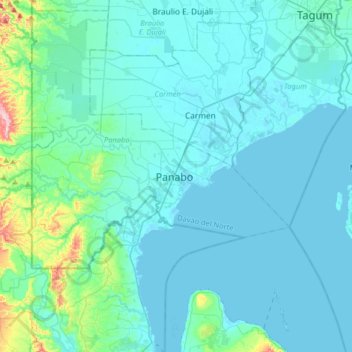 Mapa topográfico Panabo, altitude, relevo