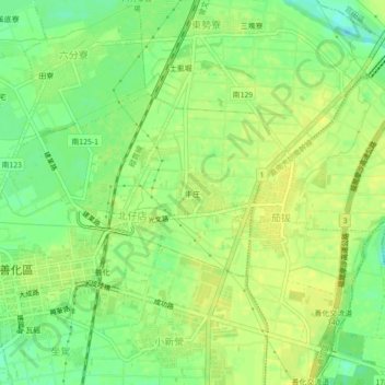 Mapa topográfico 牛庄, altitude, relevo
