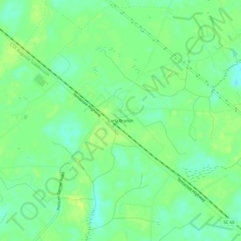 Mapa topográfico Early Branch, altitude, relevo