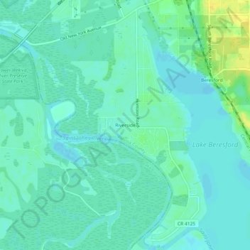 Mapa topográfico Riverside, altitude, relevo