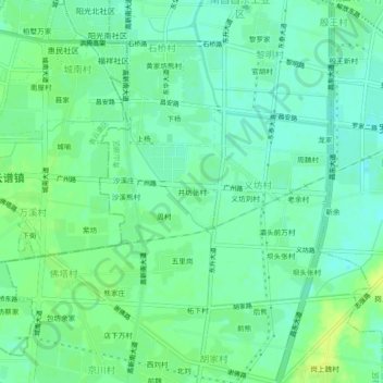 Mapa topográfico 井坊张村, altitude, relevo