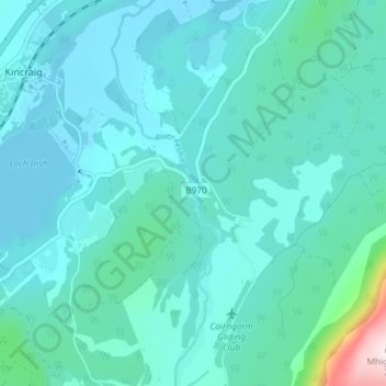 Mapa topográfico Feshiebridge, altitude, relevo