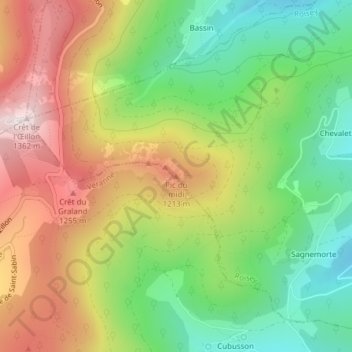 Mapa topográfico Pic du midi, altitude, relevo
