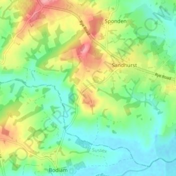 Mapa topográfico Sandhurst Cross, altitude, relevo