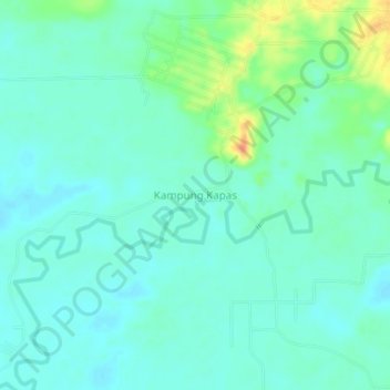 Mapa topográfico Kampung Kapas, altitude, relevo