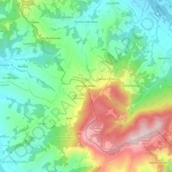 Mapa topográfico Serra del Monte, altitude, relevo