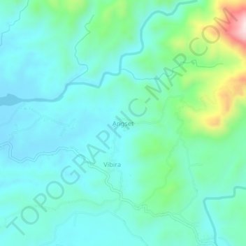 Mapa topográfico Angset, altitude, relevo