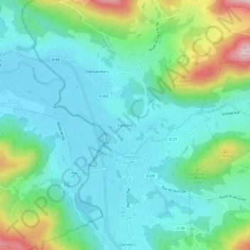 Mapa topográfico Fontaine, altitude, relevo
