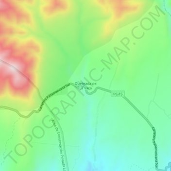 Mapa topográfico Quebrada de La Vaca, altitude, relevo