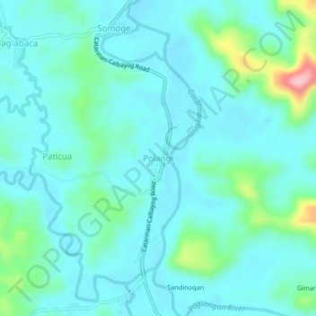Mapa topográfico Polangi, altitude, relevo