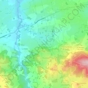 Mapa topográfico La Valette, altitude, relevo