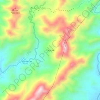 Mapa topográfico Virginia, altitude, relevo