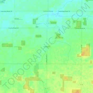 Mapa topográfico Cordelia, altitude, relevo