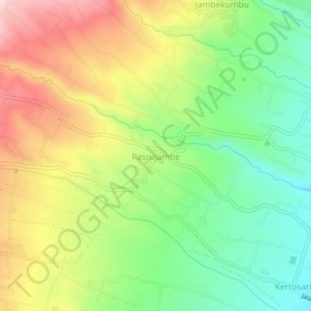 Mapa topográfico Pasrujambe, altitude, relevo