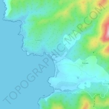 Mapa topográfico Bausa, altitude, relevo