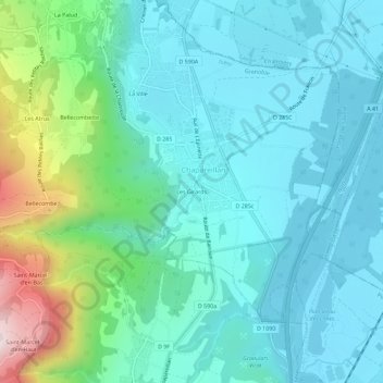 Mapa topográfico Les Girards, altitude, relevo