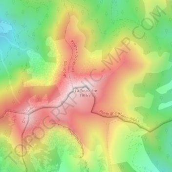 Mapa topográfico La Toussière, altitude, relevo