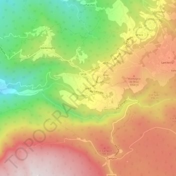 Mapa topográfico Spert, altitude, relevo