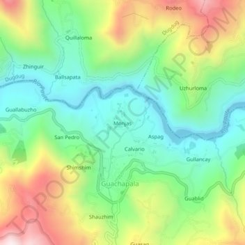 Mapa topográfico Monjas, altitude, relevo