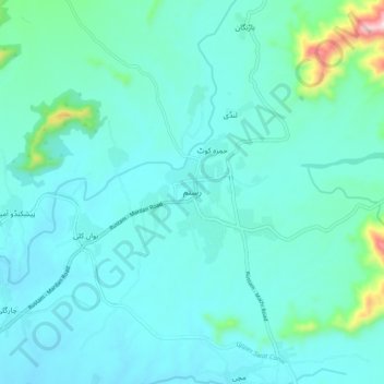 Mapa topográfico Rustam, altitude, relevo