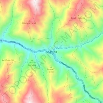 Mapa topográfico Uramita, altitude, relevo