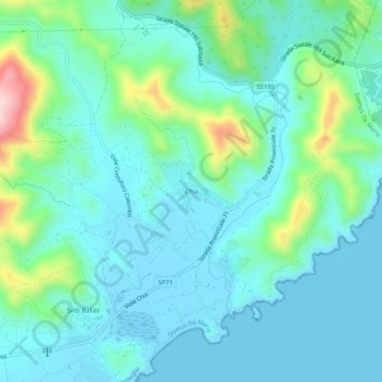 Mapa topográfico Chia, altitude, relevo