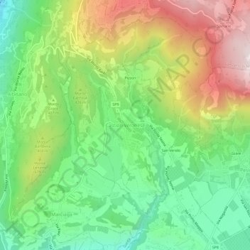 Mapa topográfico Castion Veronese, altitude, relevo