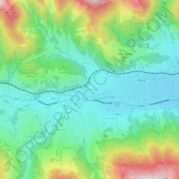 Mapa topográfico Rosental, altitude, relevo