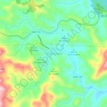 Mapa topográfico Padre Viegas, altitude, relevo