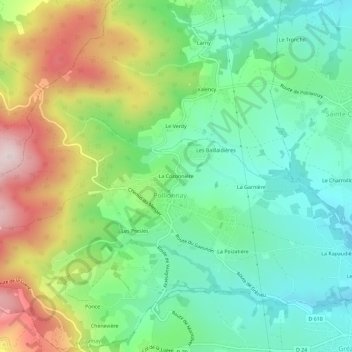 Mapa topográfico La Cozonnière, altitude, relevo