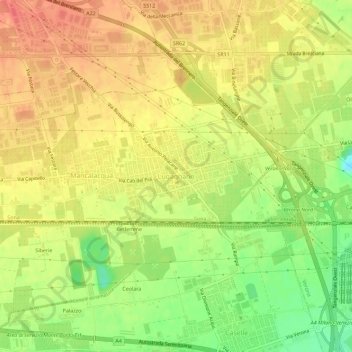 Mapa topográfico Lugagnano, altitude, relevo
