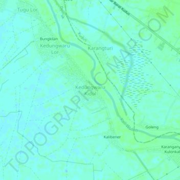 Mapa topográfico Kedungwaru Kidul, altitude, relevo